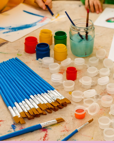 Contenedor x 6 Frascos de Pintura Vacíos de 2 ml con Pincel Plano