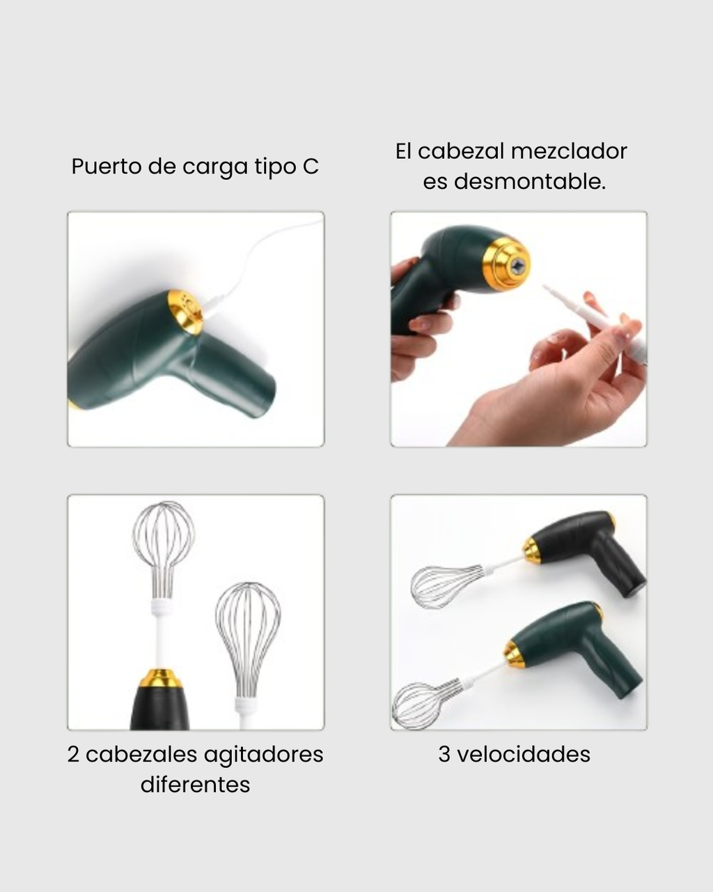 Batidora de Mano Eléctrica Inalámbrica Recargable