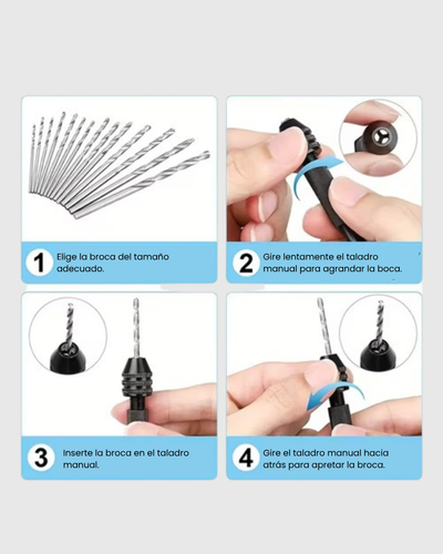 Taladro Manual con 10 brocas de Acero