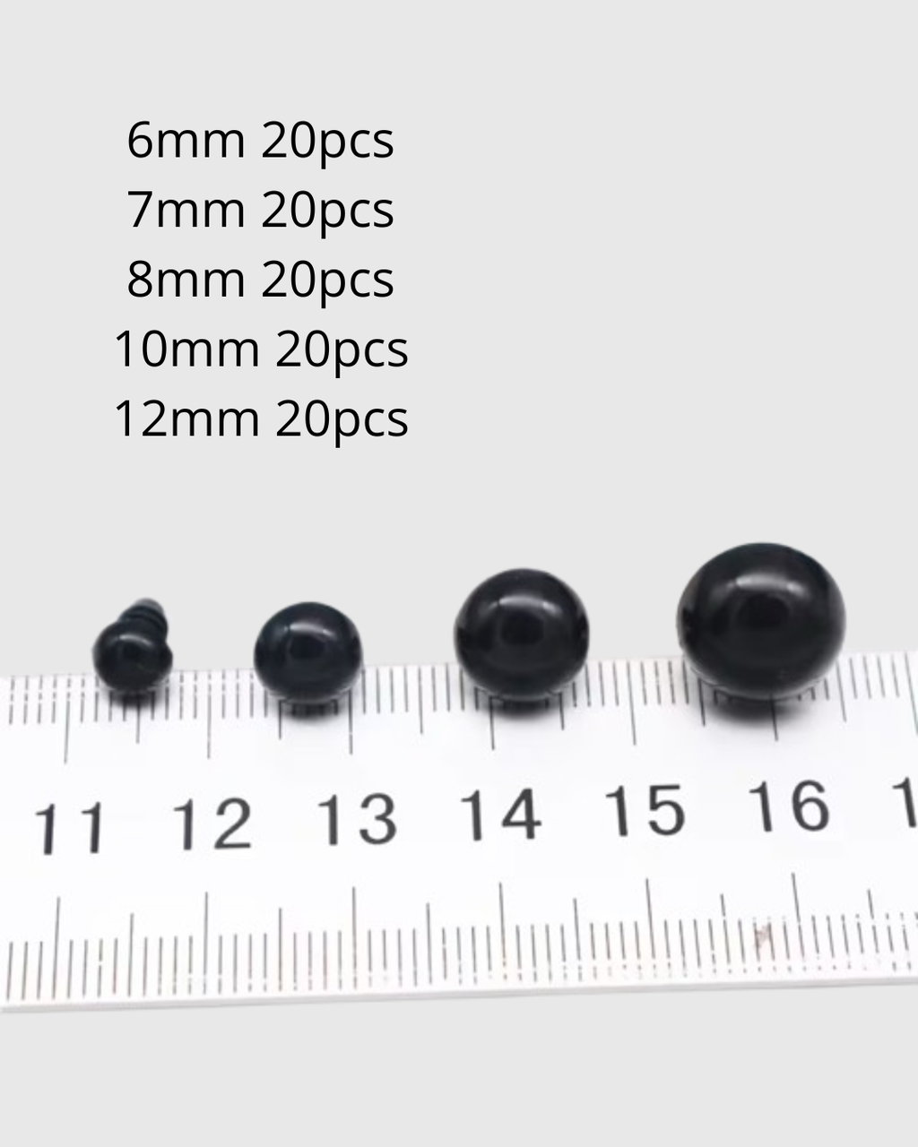 100 Ojos de Seguridad Negros para Muñecos y Amigurumis