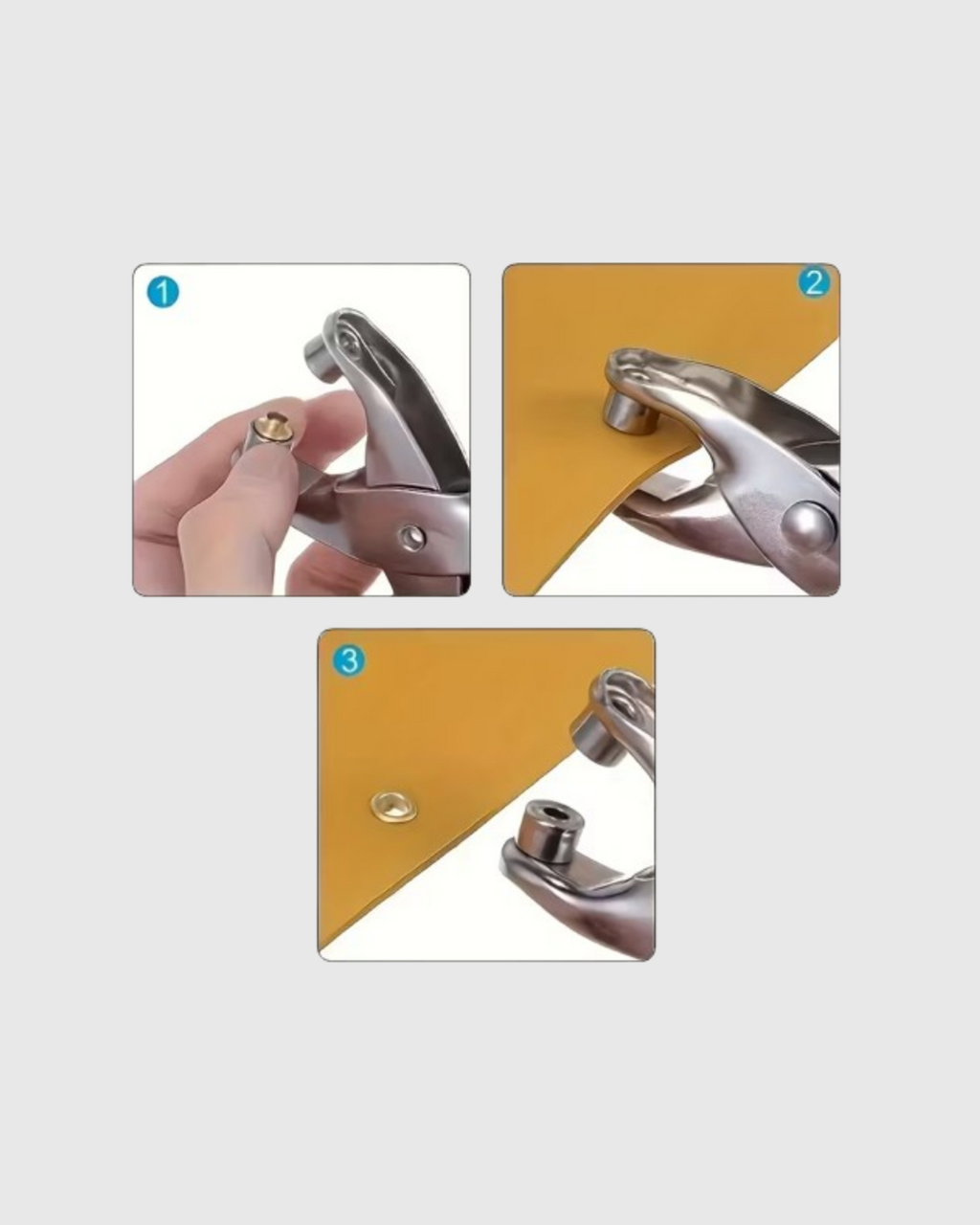 Alicate para Ojales de 4.5 mm con 100 Ojales Metálicos dorados