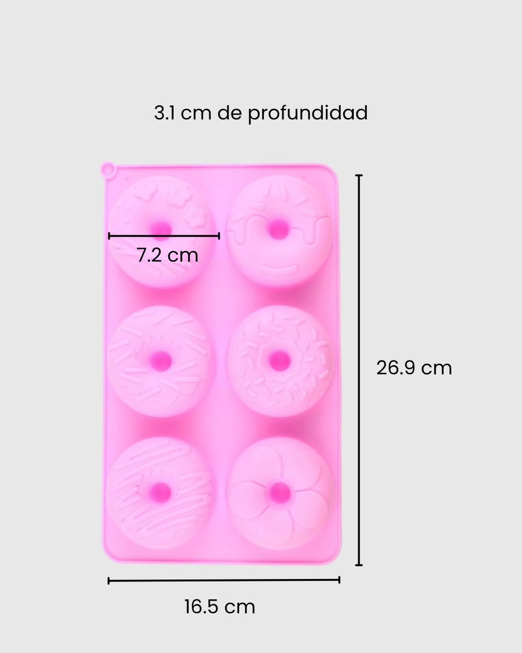 Molde de silicona en forma de donas de 6 cavidades