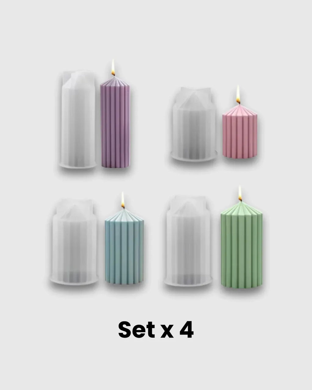 Set de 4 moldes cilíndricos a rayas