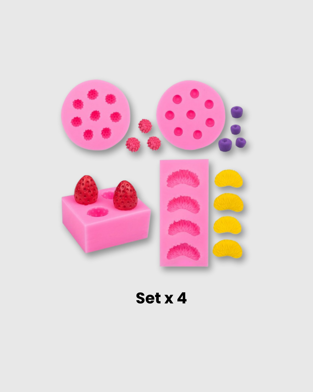 Set 4 Moldes de Silicona para Velas Frutales