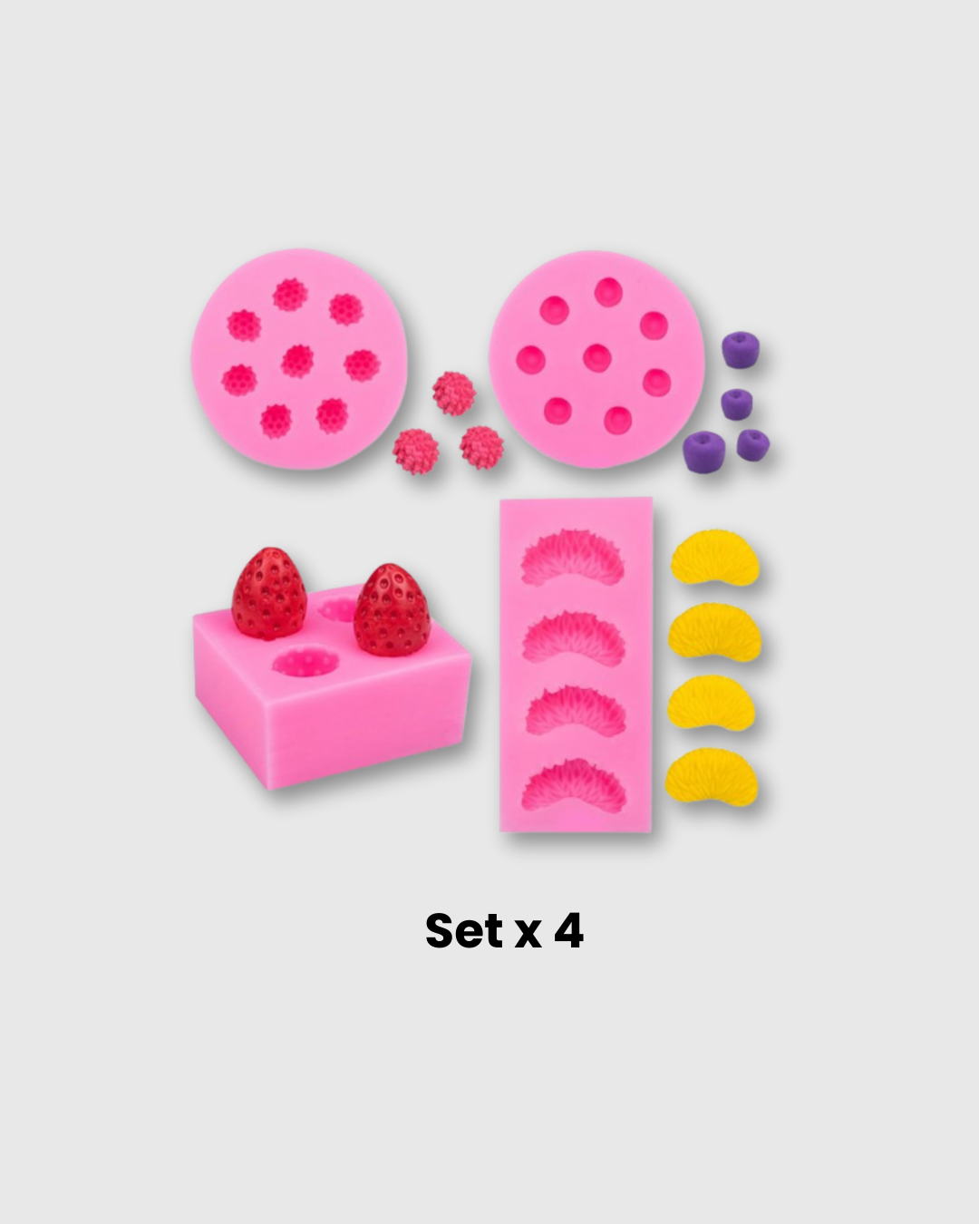 Set 4 Moldes de Silicona para Velas Frutales