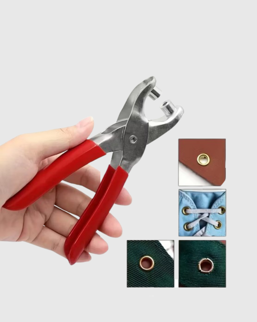 Alicate para Ojales de 4.5 mm con 100 Ojales Metálicos dorados