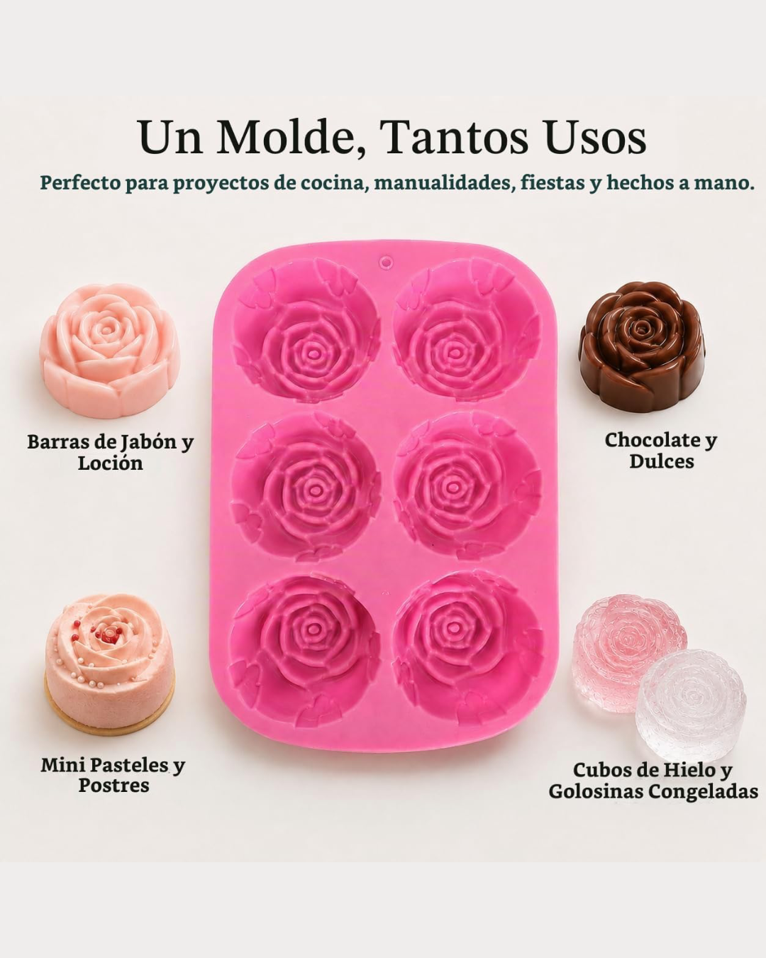 Molde de Silicona Rosas 6 Cavidades