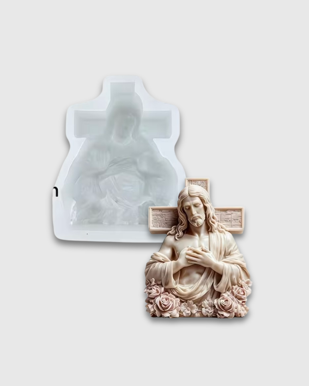 Molde de Silicona Jesús con Cruz y Flores