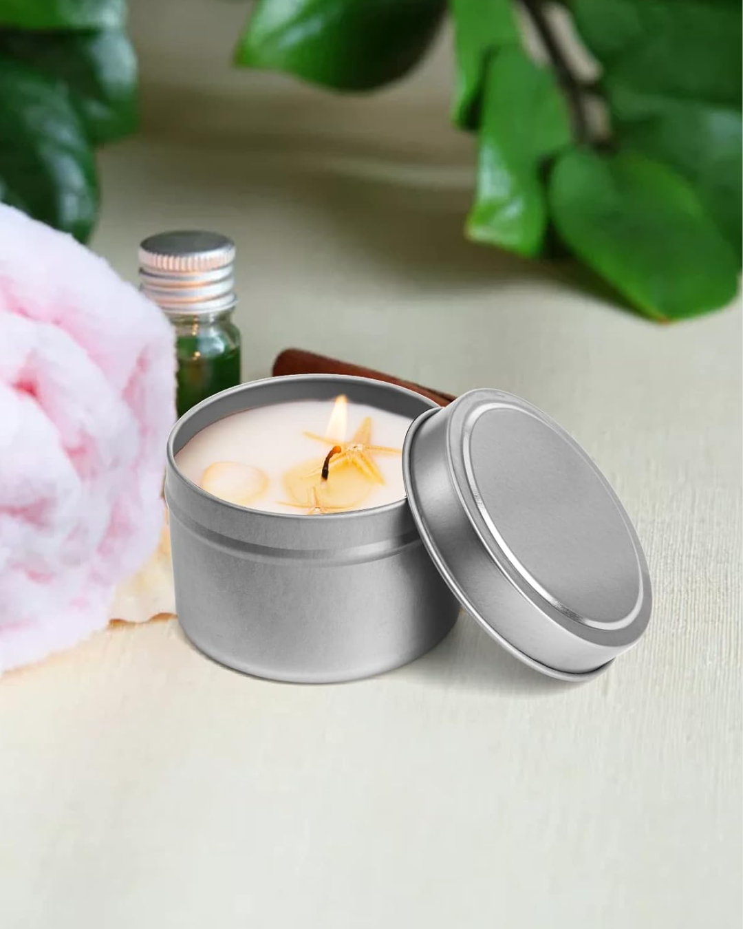 Recipiente de Metal plateado con Tapa – 4oz