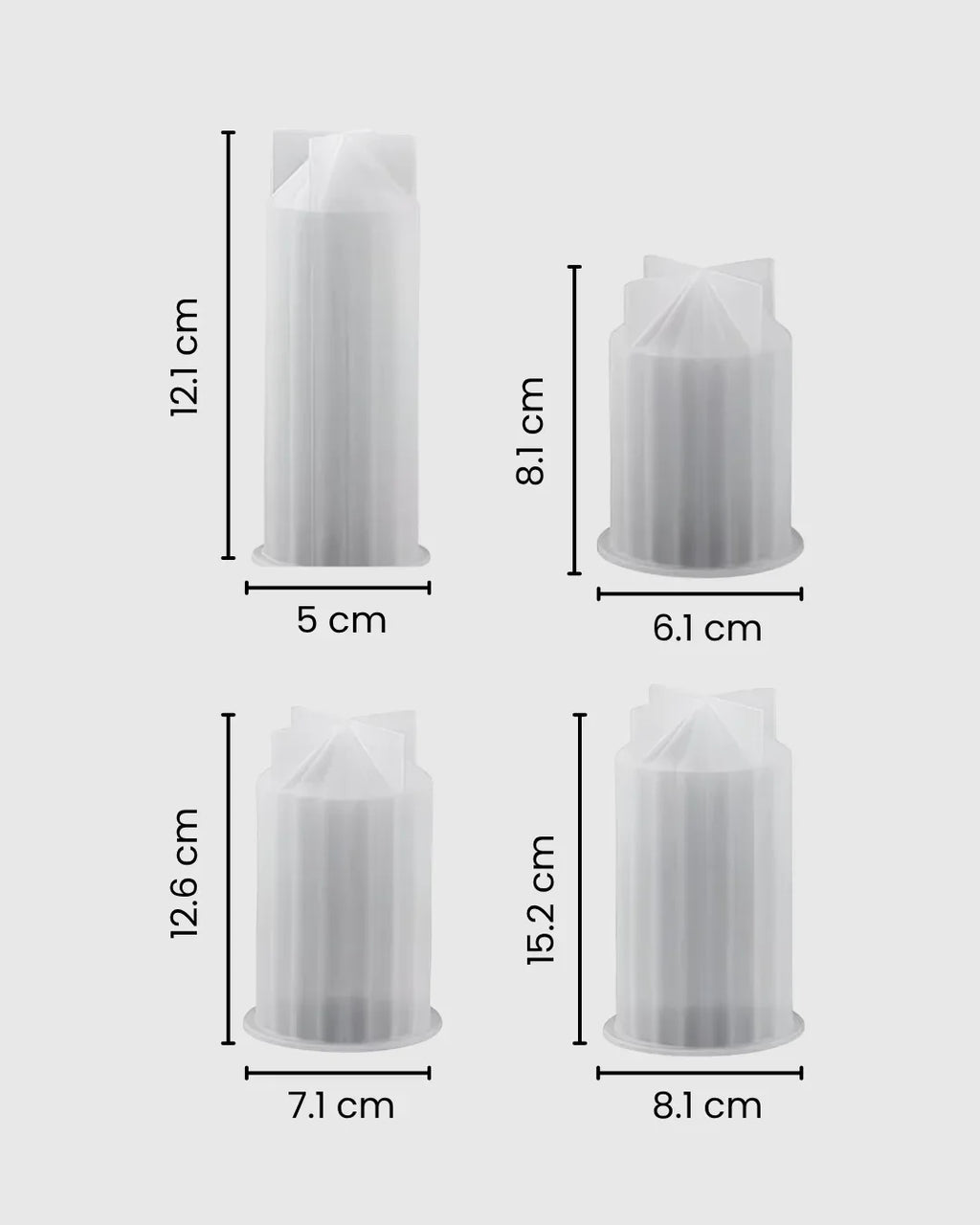 Set de 4 moldes cilíndricos a rayas