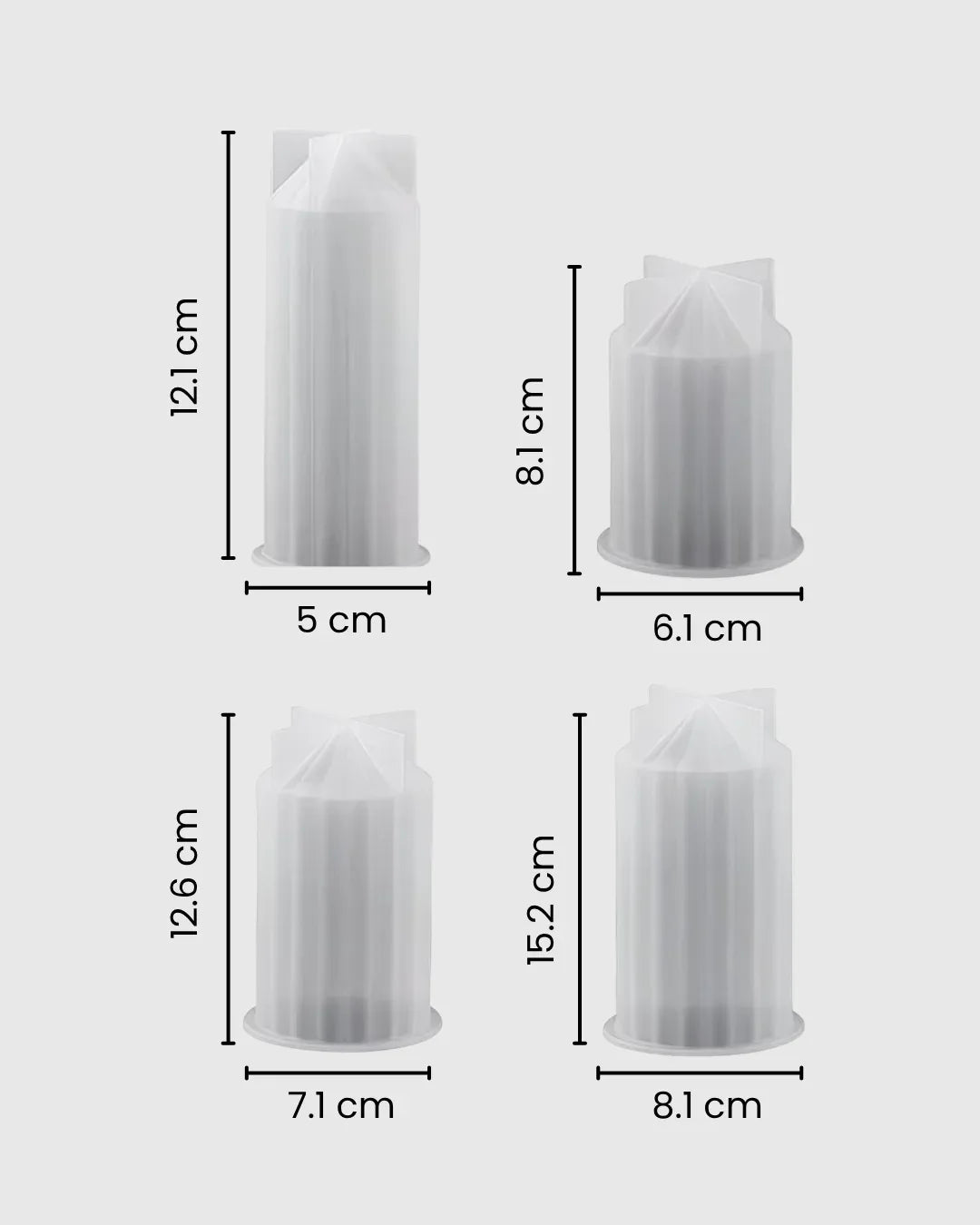 Set de 4 moldes cilíndricos a rayas