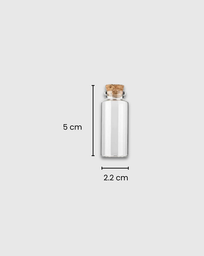 3 botellas de vidrio pequeñas con tapón de corcho (10 ml)