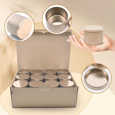 Recipiente de Metal dorado champan con Tapa – 4oz (120ml)