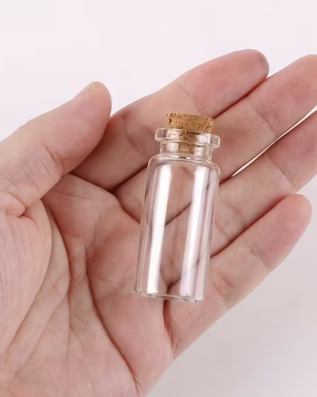 3 minis botellas de vidrio con tapón de corcho (10 ml)