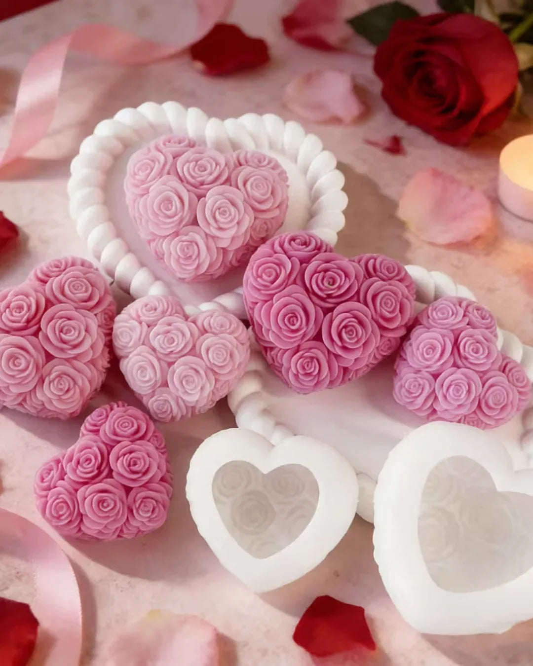 Molde de silicona corazón con rosas