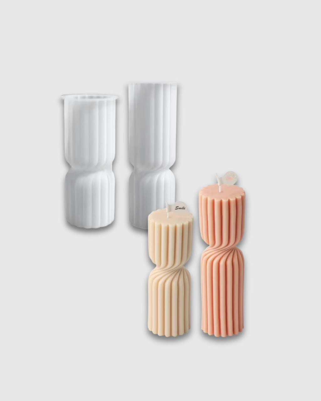 Molde de Silicona para Velas Columnas Acanaladas – Set x2