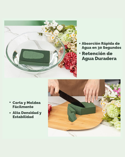 Oasis para flores en espuma floral verde