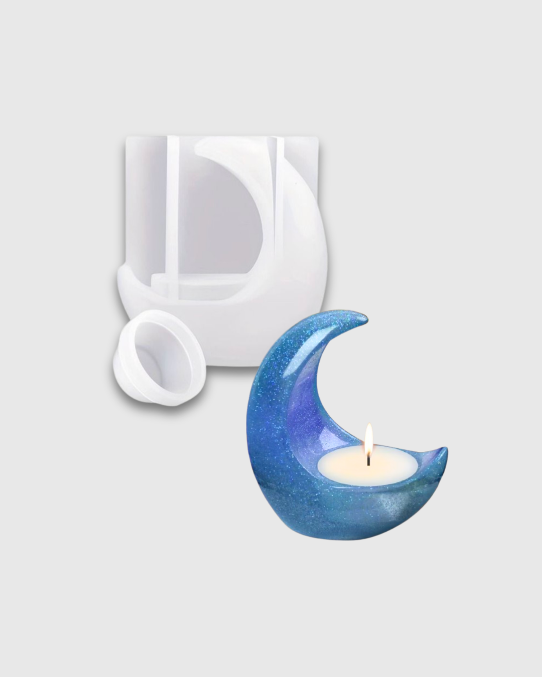 Molde de Silicona Porta Vela en Forma de Luna