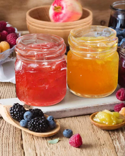 Frasco de vidrio 44 ml con tapa metálica dorada