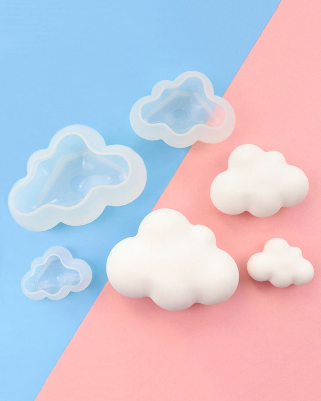 Set de 3 moldes de silicona en forma de nube