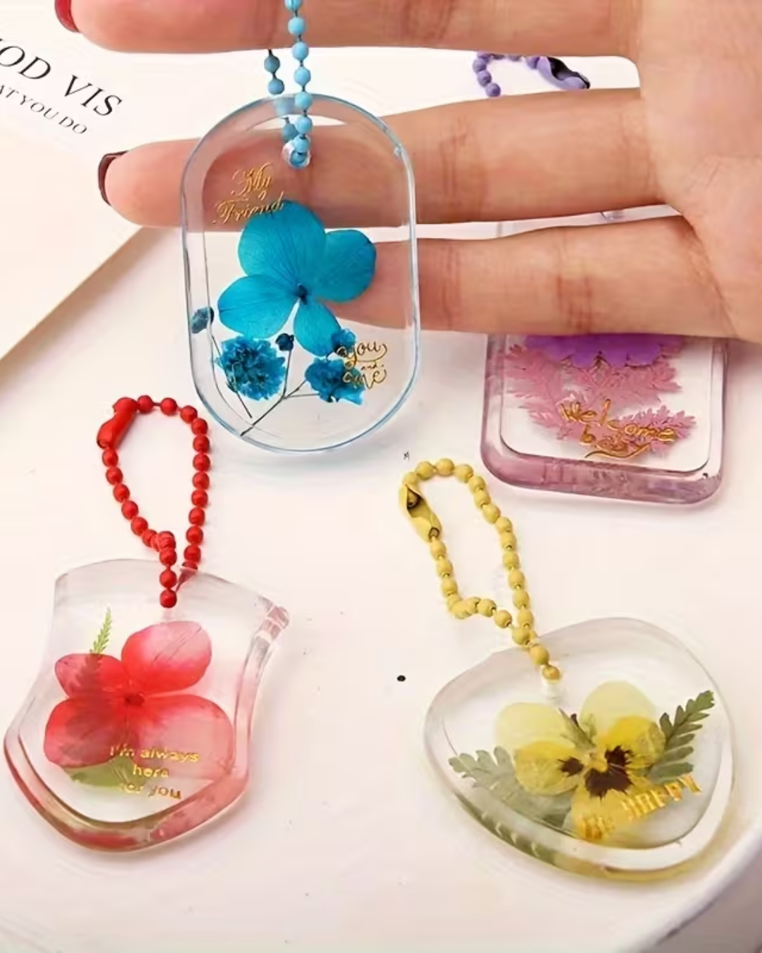 Juego de 6 Moldes de Silicona para Llavero – Resina Epoxi DIY