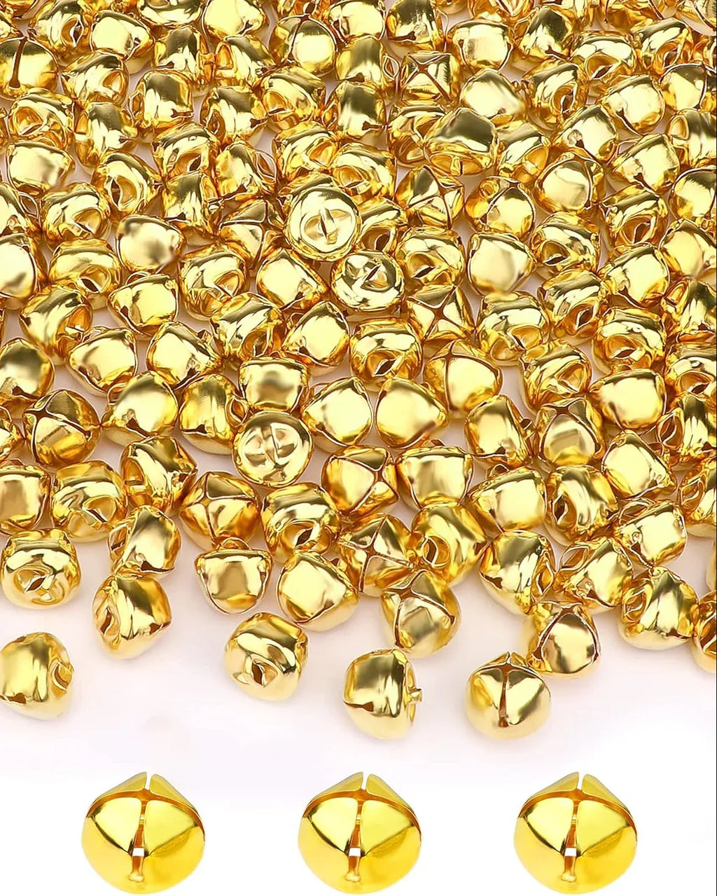 25 cascabeles dorados de 10 mm