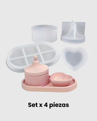 Set de Moldes de Silicona – Bandeja, Recipiente con Rayas y Recipiente en Forma de Corazón