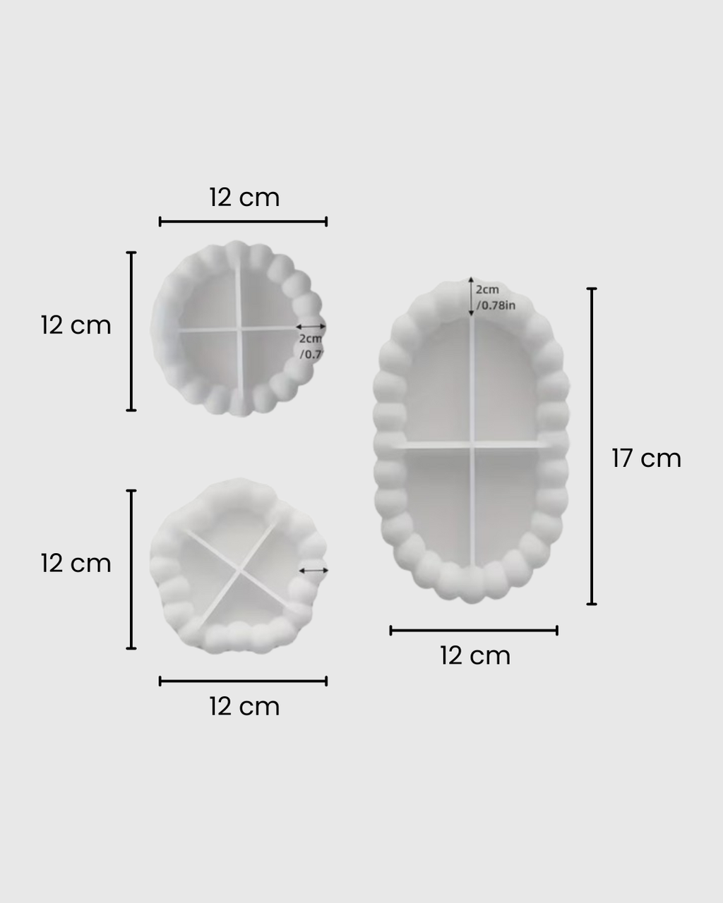 Set de 3 Moldes de Silicona para Bandejas y Posavasos