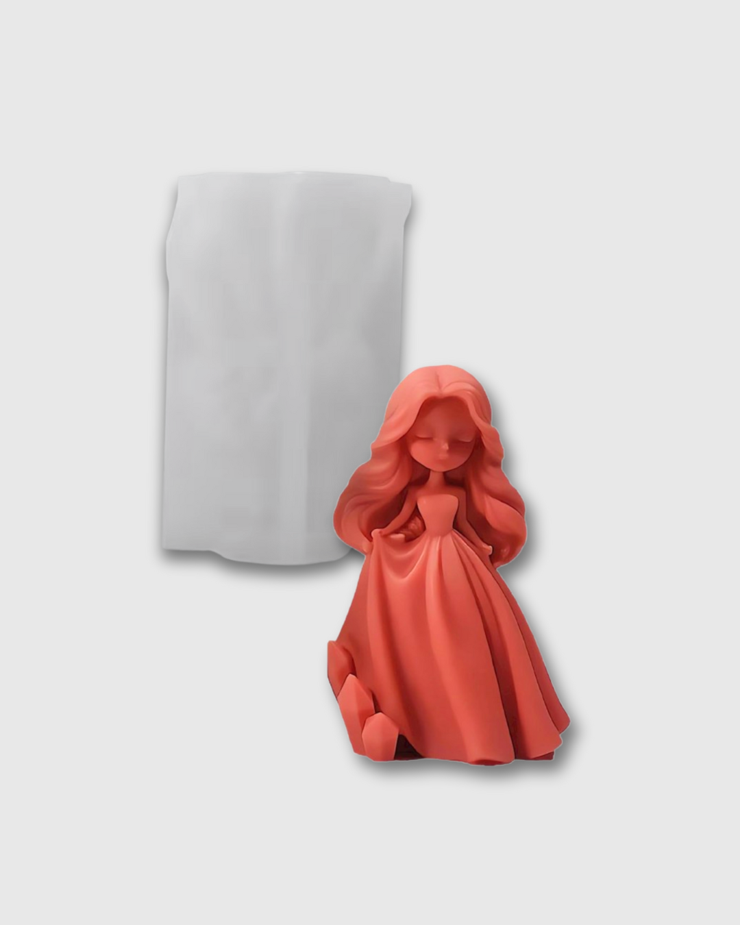 Molde de silicona en forma de niña de larga cabellera estilo princesa