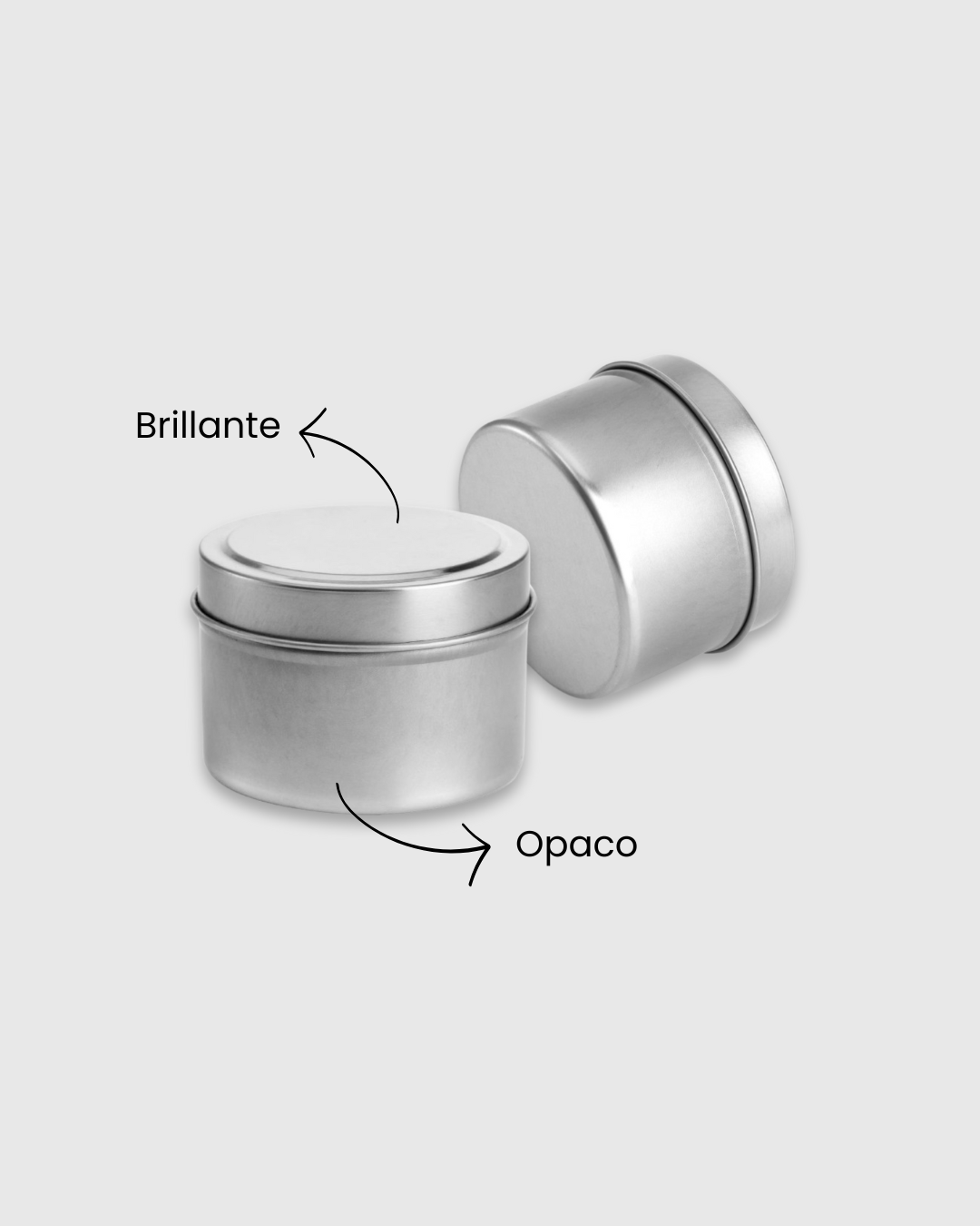 Recipiente de Metal plateado con Tapa – 4oz