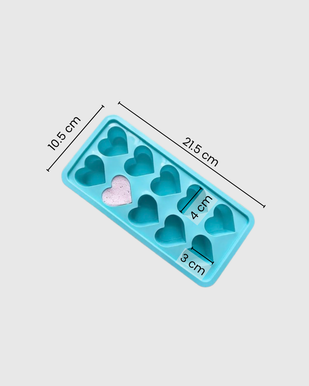 bandeja silicona con varios corazones de 4 cm