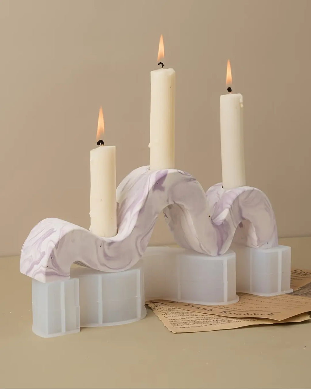 Molde de Silicona Ondulado para Portavelas de 3 Velas