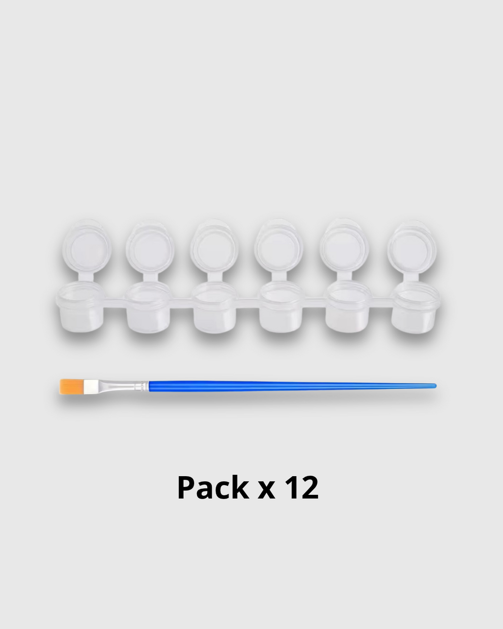 Pack de 12 contenedores Vacíos x 6 de Pintura (2 ml) + Pinceles Planos