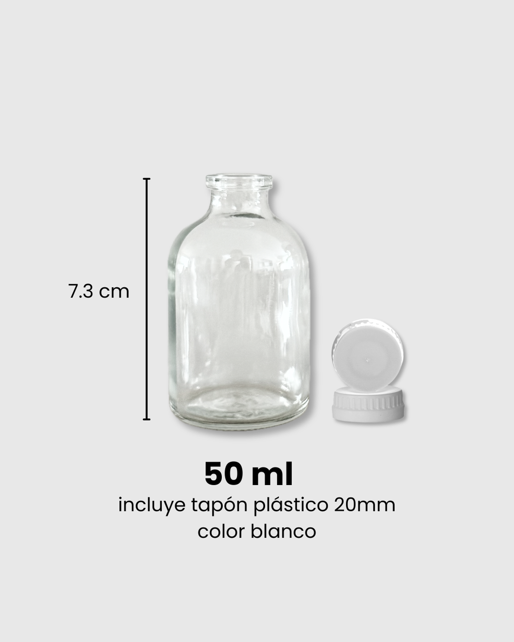 Envase de Vidrio Transparente 50 ml con Tapa Plástica para Difusores