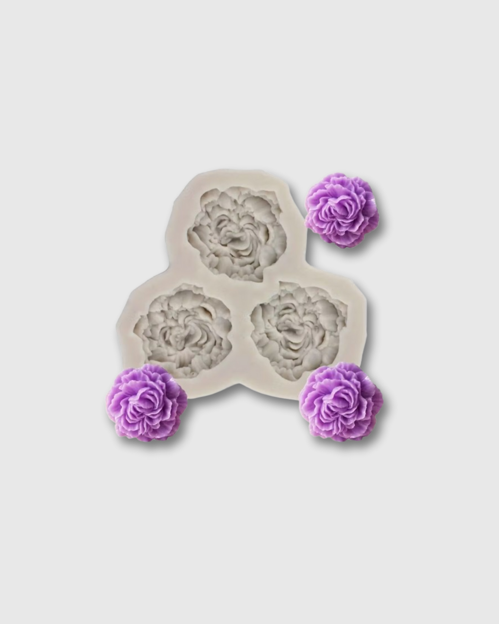 Molde de Silicona 3 Flores de Peonía Mini