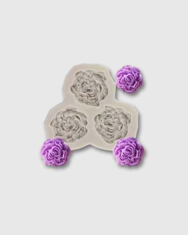 Molde de Silicona 3 Flores de Peonía Mini