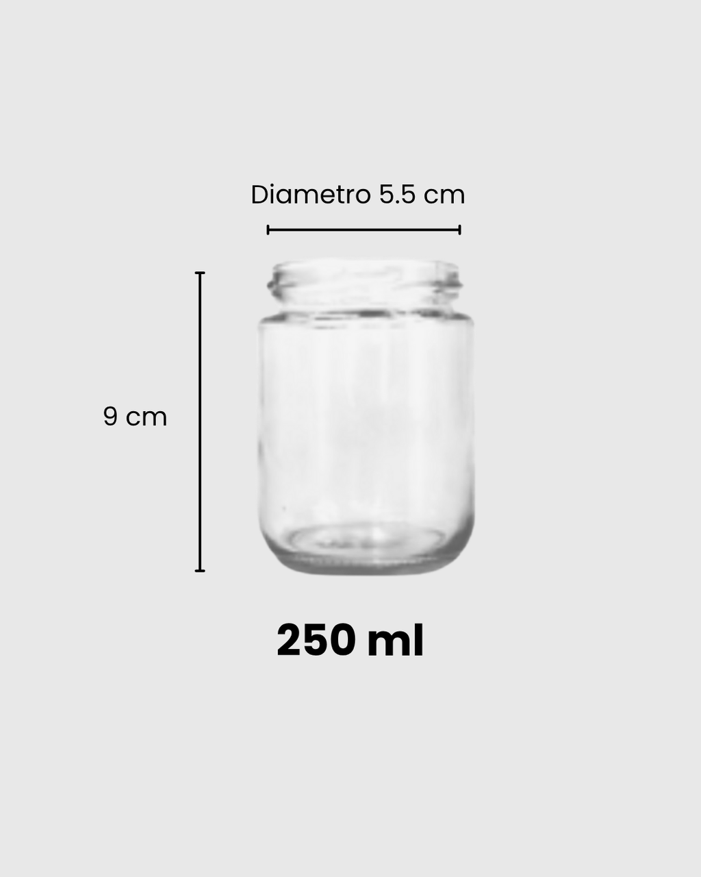 Frasco de vidrio 250 ml con tapa metálica dorada