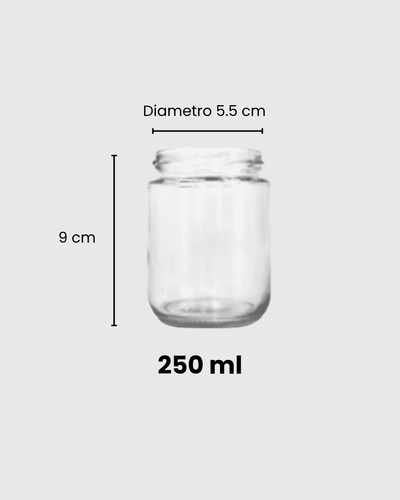 Frasco de vidrio 250 ml con tapa metálica dorada